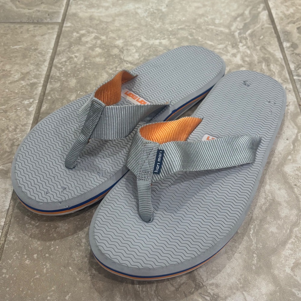 Hari Mari Mens Dunes Flip Flops Grey Orange Blue Thong Sandals Size 10